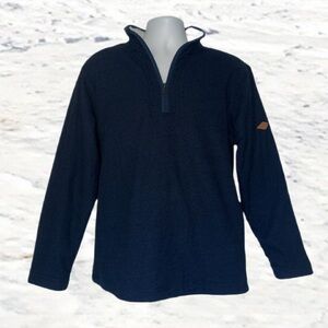 Orvis Sherpa Lined Quarter Zip Pullover Jacket Men’s Large Navy Blue Fleece